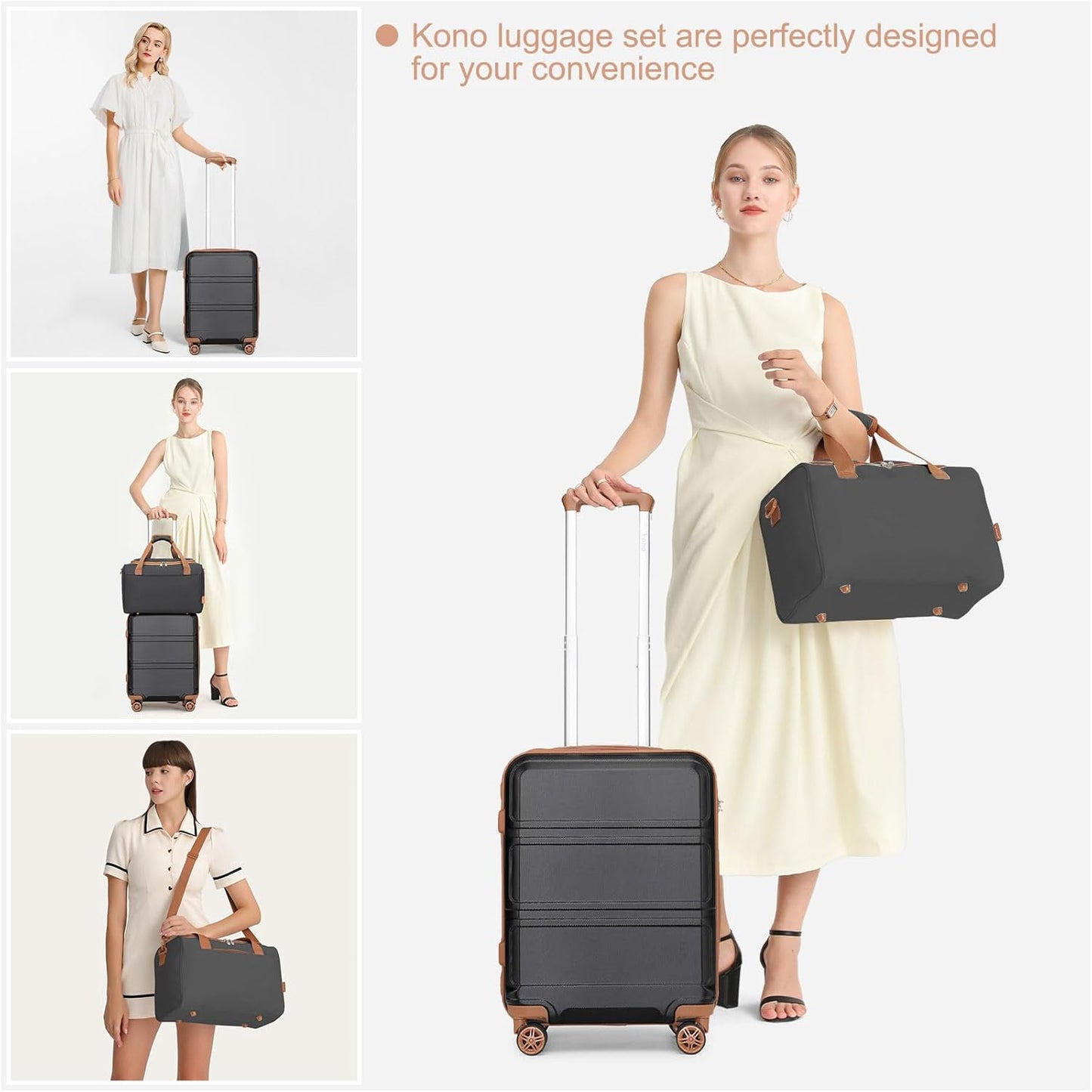 2-teiliges Reisekoffer-Set, Schwarz/Braun 74cm Gepäck-Sets