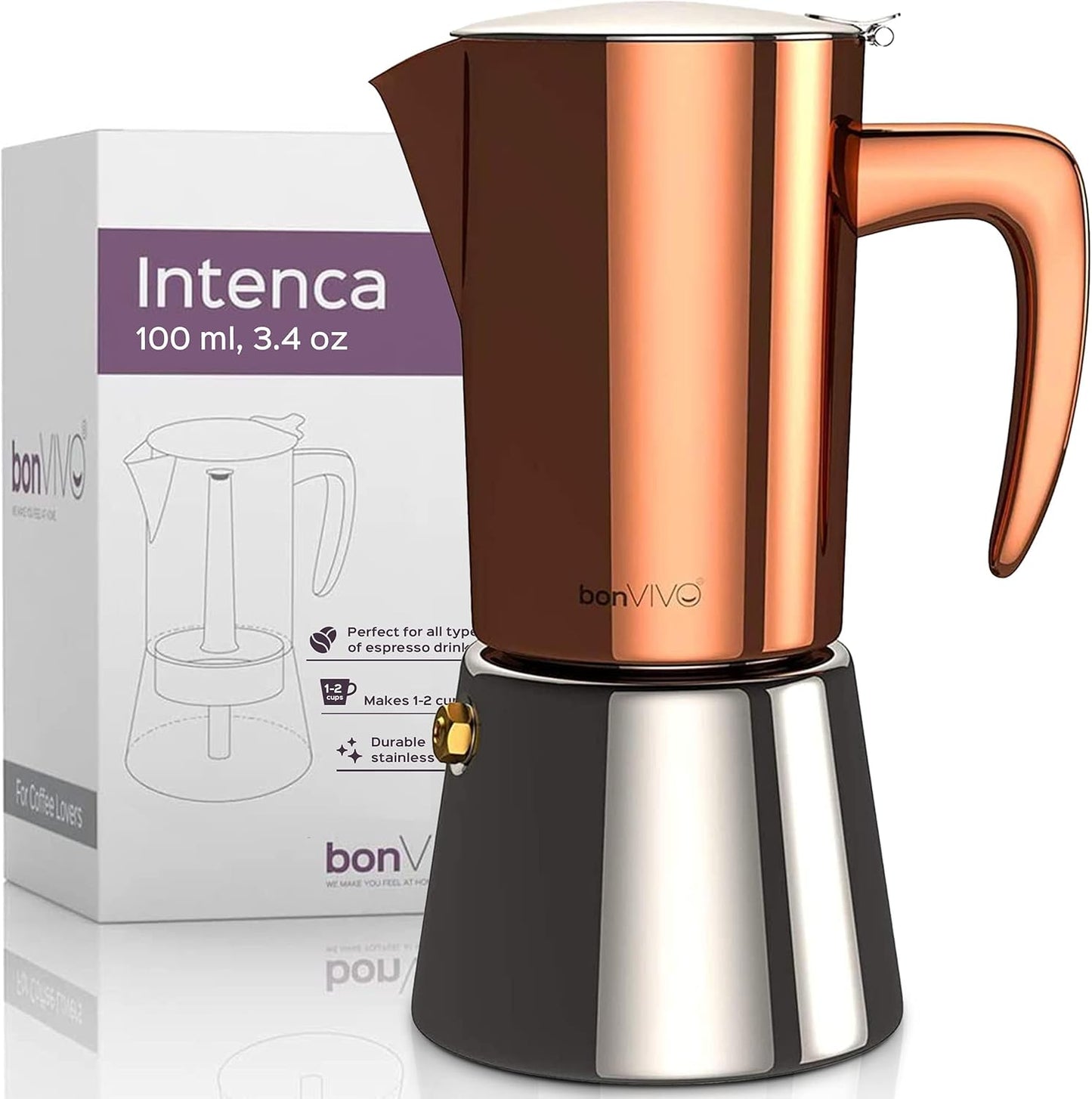 Espressokocher für 2 Tassen, Kupfer 2 Tassen