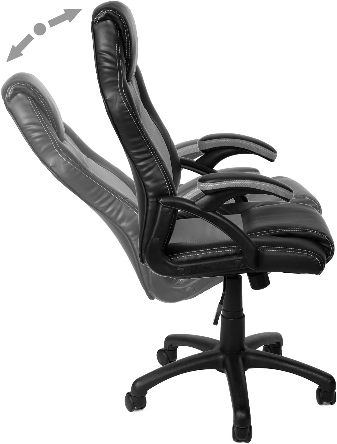 Ergonomischer Gamingstuhl mit Wippmechanik, Grau
