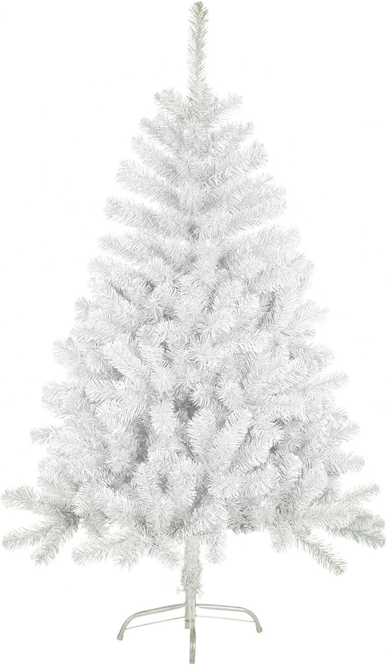 Künstlicher Weihnachtsbaum 150cm mit Metallständer, 150 cm Glänzend Weiß