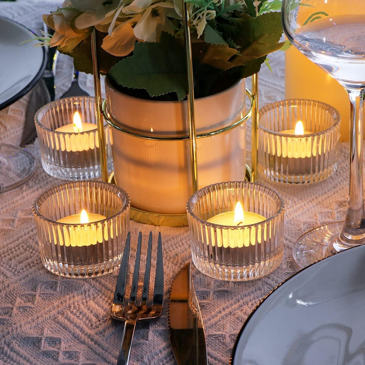 Teelichtgläser-Set für Hochzeitsdeko (24 Stück), Klare