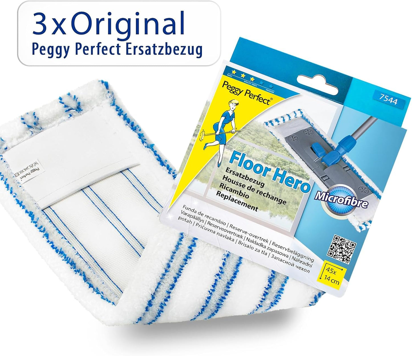 Waschbare Mikrofaser Wischmopp-Bezüge (3er Set), Bezug Floor Hero 3er Pack