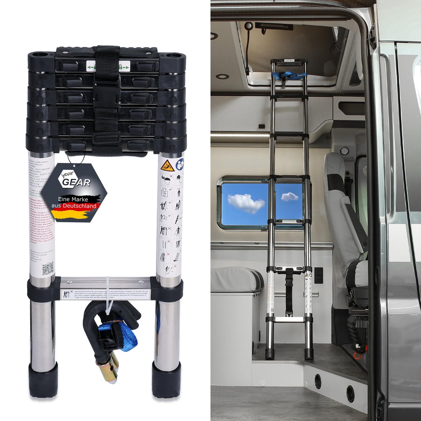 Teleskopleiter für Wohnmobil, Camper & Kastenwagen