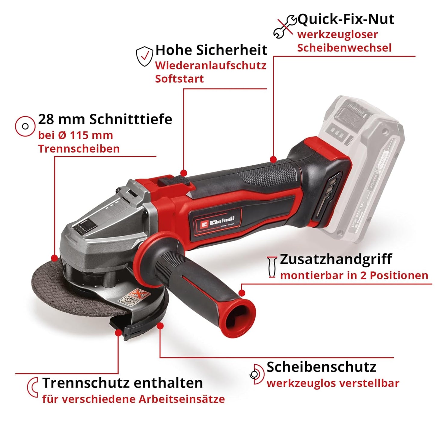 TE-AG 18/115 Q Li Solo, inkl. Schnellspannmutter ohne Akku und Ladegerät ohne E-Case Koffer ohne Zubehör