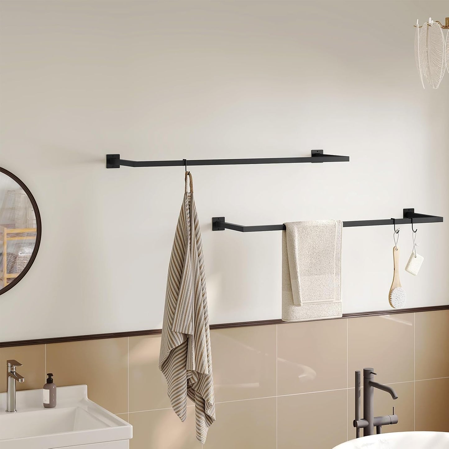 2er-Set Kleiderstangen zur Wandmontage, Schwarz 114cm/(2pack)