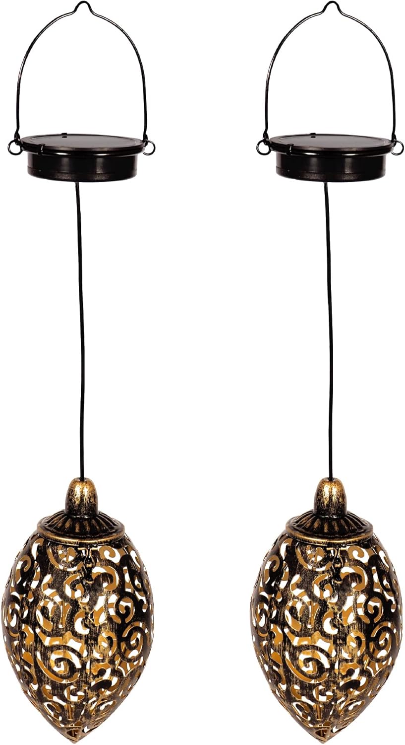 2er-Set Orientalische Solarhängelaternen, Eichel