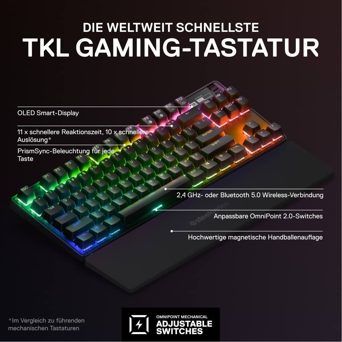 Apex Pro TKL Wireless, Gaming-Tastatur, Wireless TKL (2023) Deutsches QWERTZ