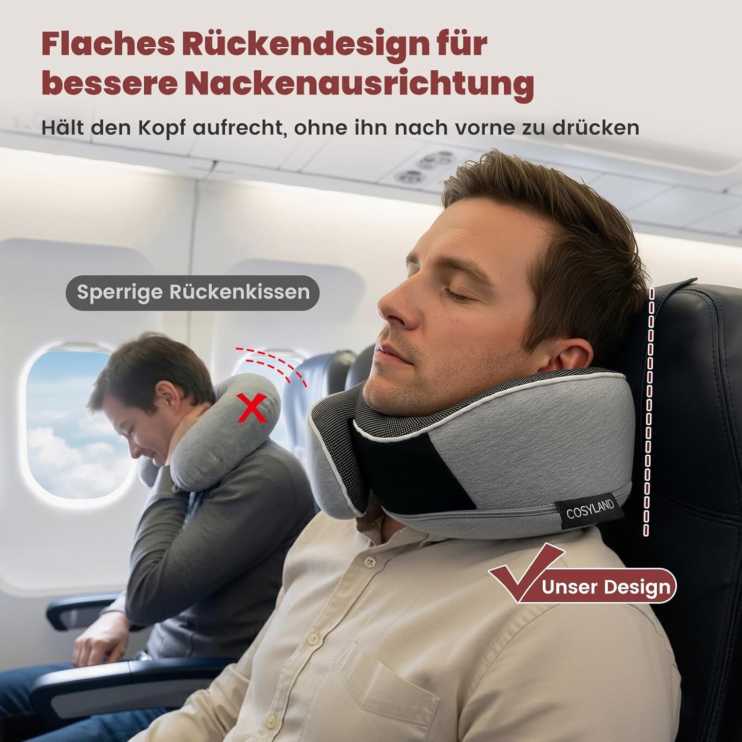 Reisekissen 360° Memory Foam mit Zubehör-Set, Grau