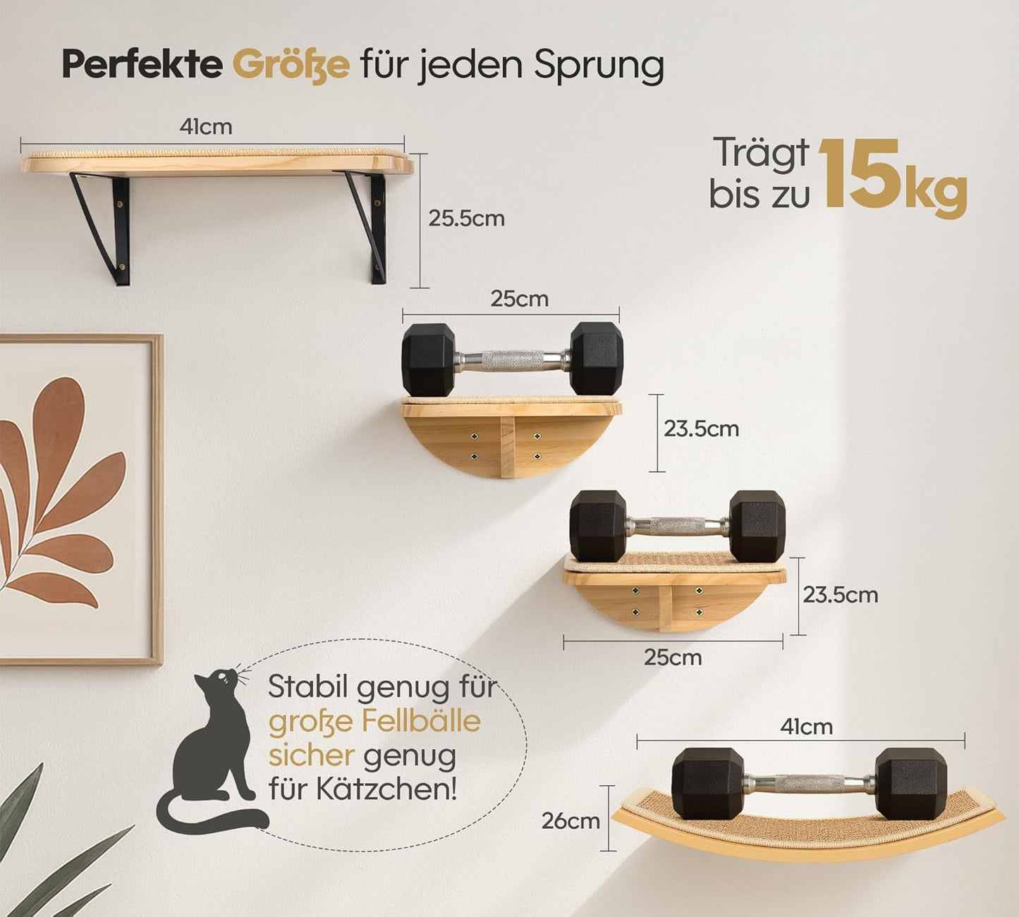 Katzen Kletterwand-Set, Gelb 2PC Pedal + 2PC Katze Wandregal