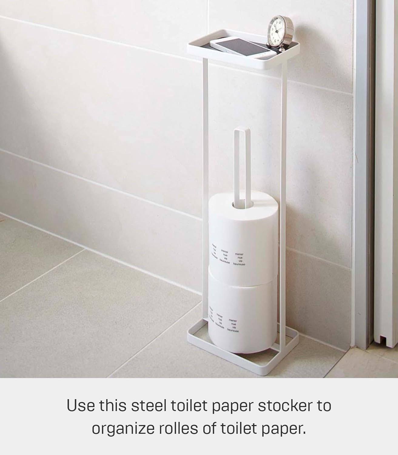 Toilettenpapierhalter mit Ablage Tower, Weiss