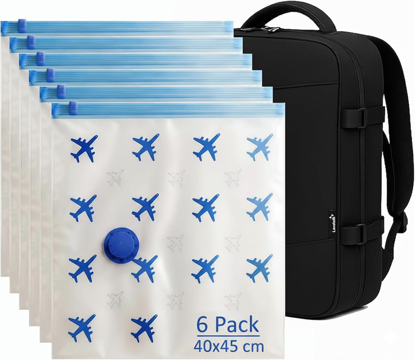Reise-Vakuumbeutelset mit USB-C-Pumpe, Pumpe + 12 Beutel (6: 40×45 cm + 6: 40x60 cm)