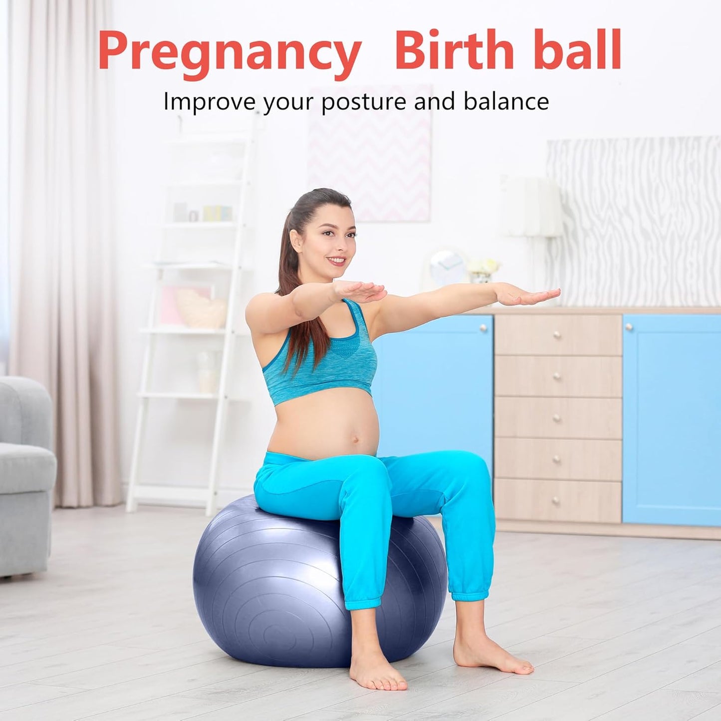 Gymnastikball für Fitness & Büro, 21.7 inch & 55 cm indigoblau