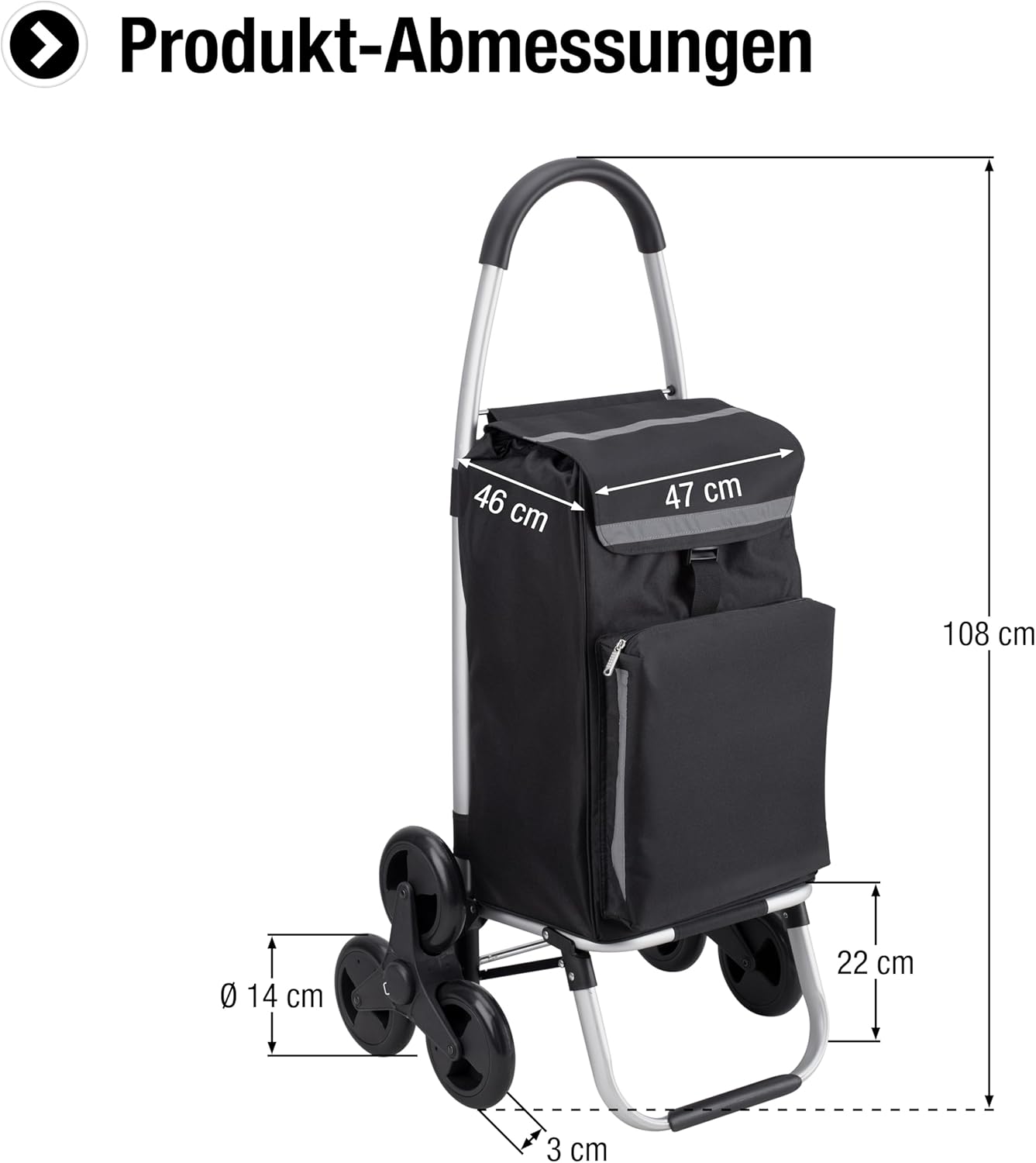 Einkaufstrolley mit Treppensteiger und Kühlfach, Treppensteiger