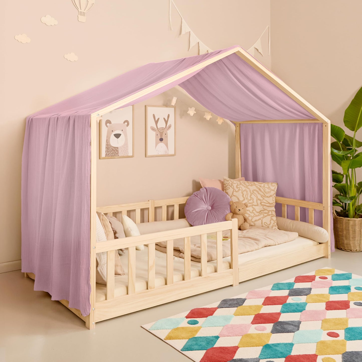 Hausbett-Himmel, Hellrosa H360 x B135 cm (1er Pack)