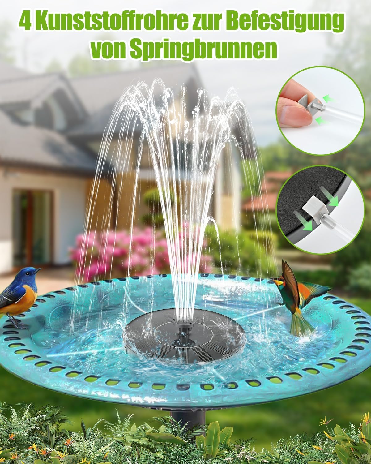 Solar Springbrunnen mit 6 Fontänen-Effekten