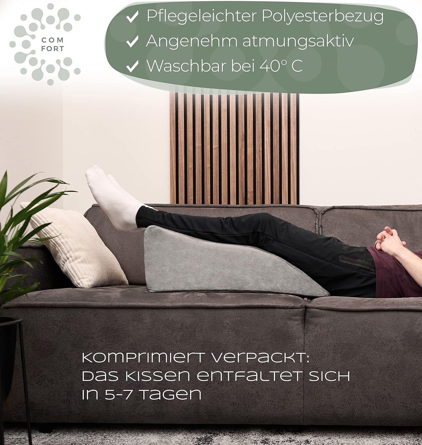 Ergonomisches Venenkissen, Grau / Hoch