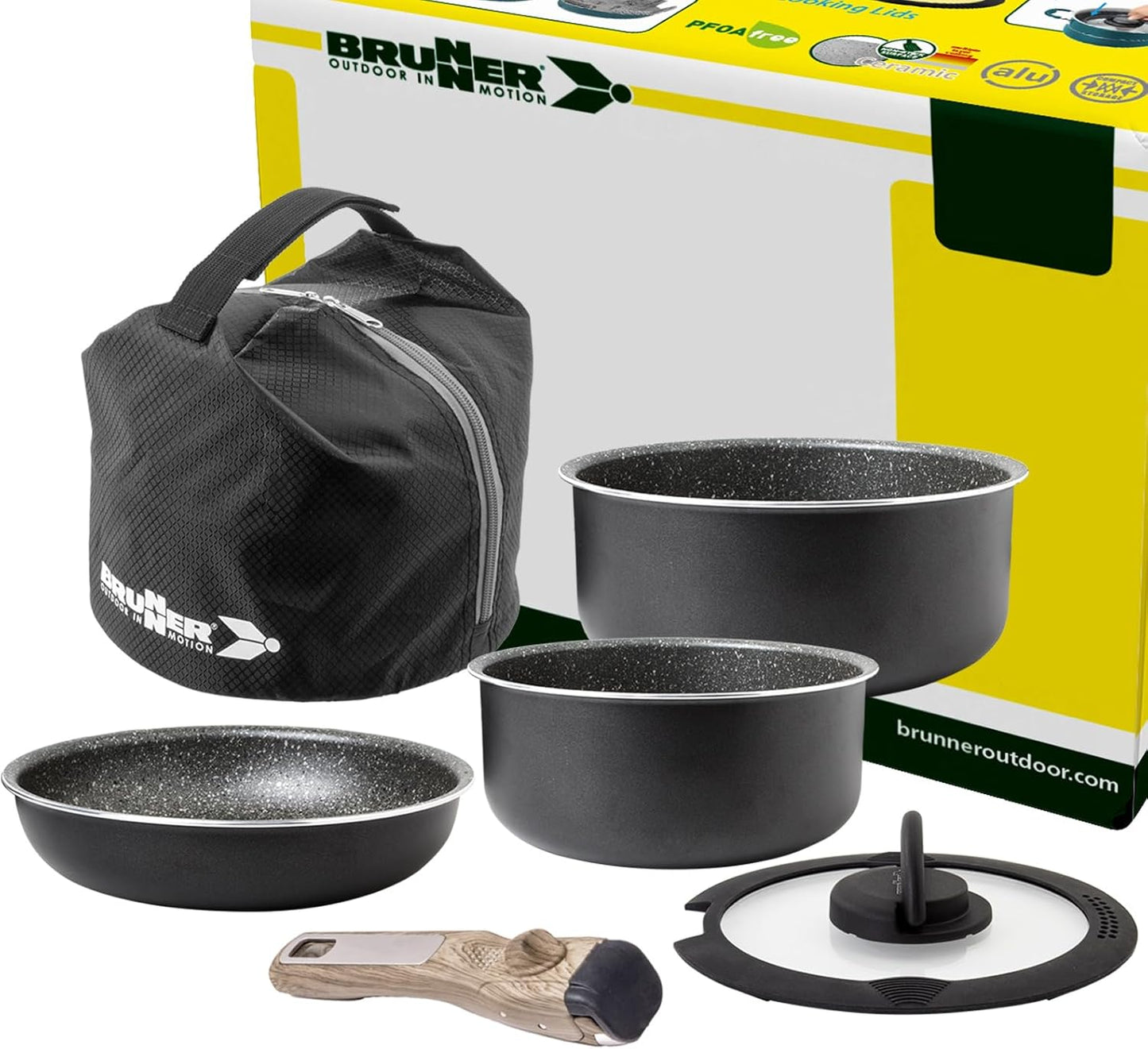 6-teiliges Camping Kochgeschirr-Set, ø 24 cm 5+1-teilig