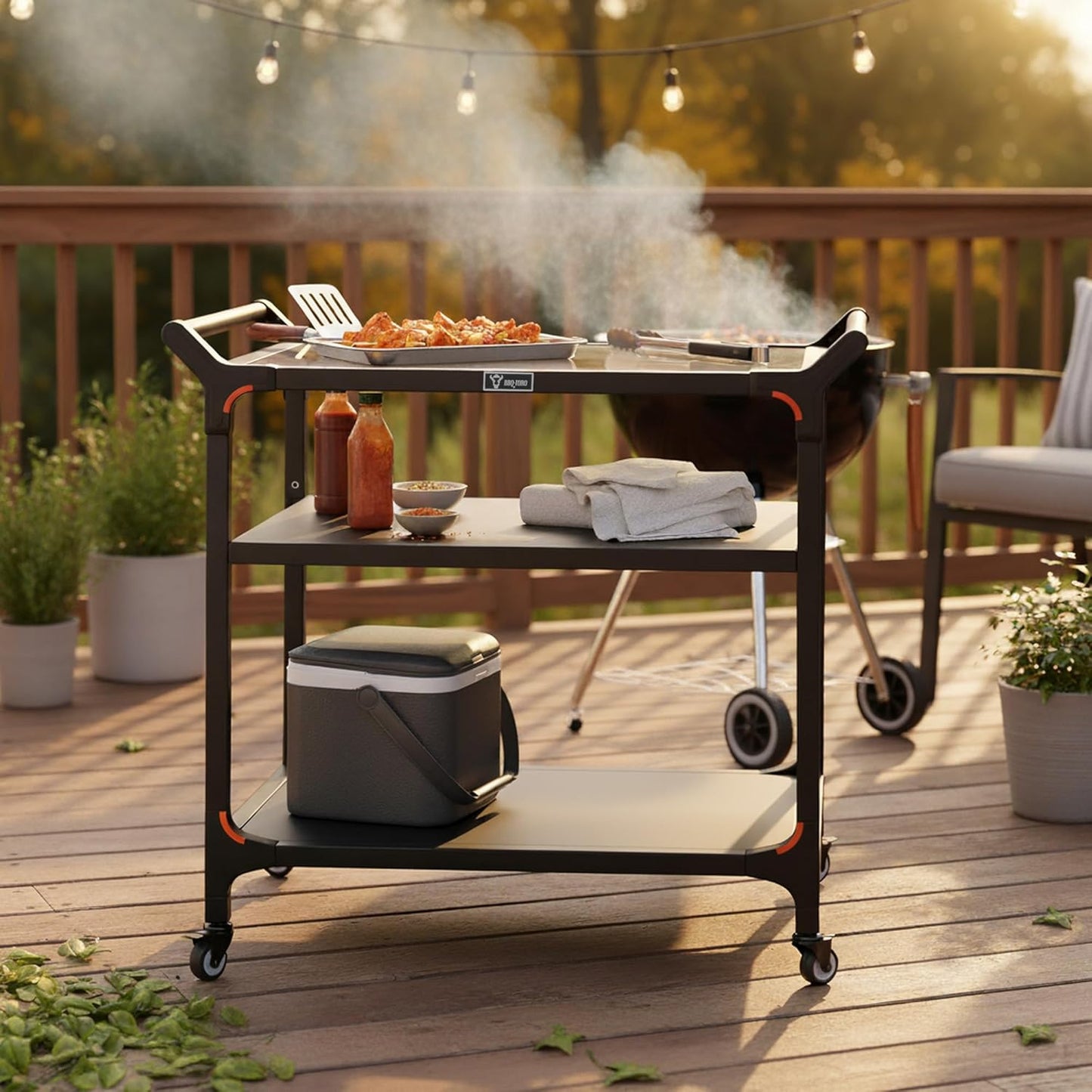 Grillwagen mit Ablagen, 3 Ablagen (94 x 61 x 90 cm)