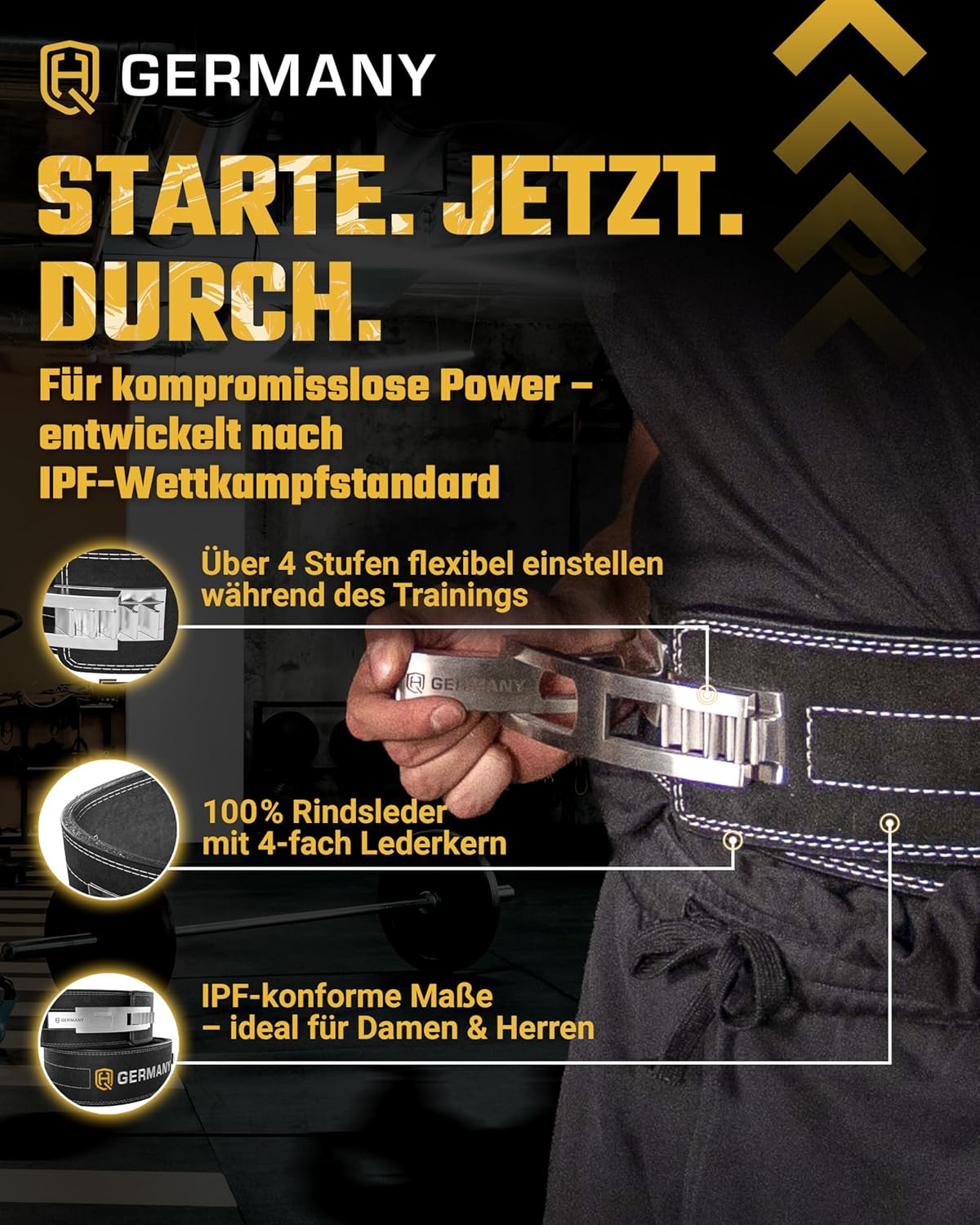 Gewichthebergürtel aus Leder, Powerlifting - 10mm M