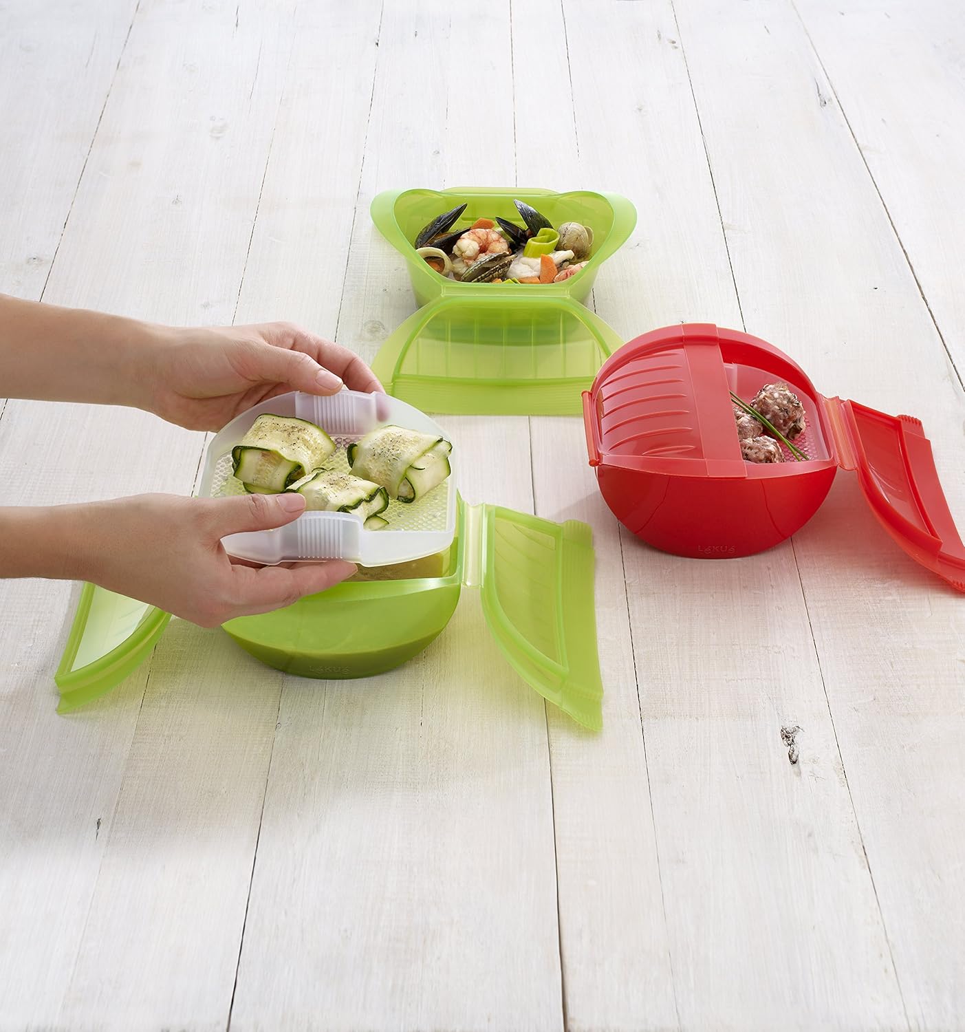 Dampfbox mit Einlegeboden (für 3-4 Personen), Grün 1000 ml
