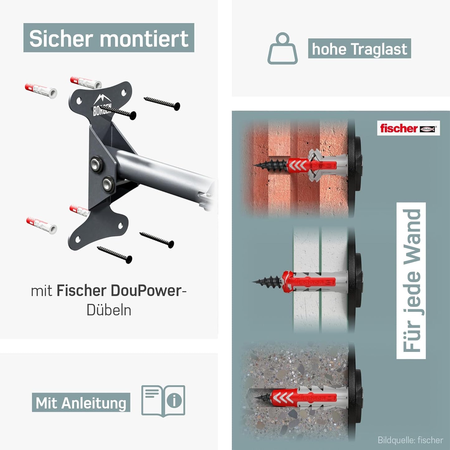 2er-Set klappbare Wandhalterung für Velo, 2er Set Grau