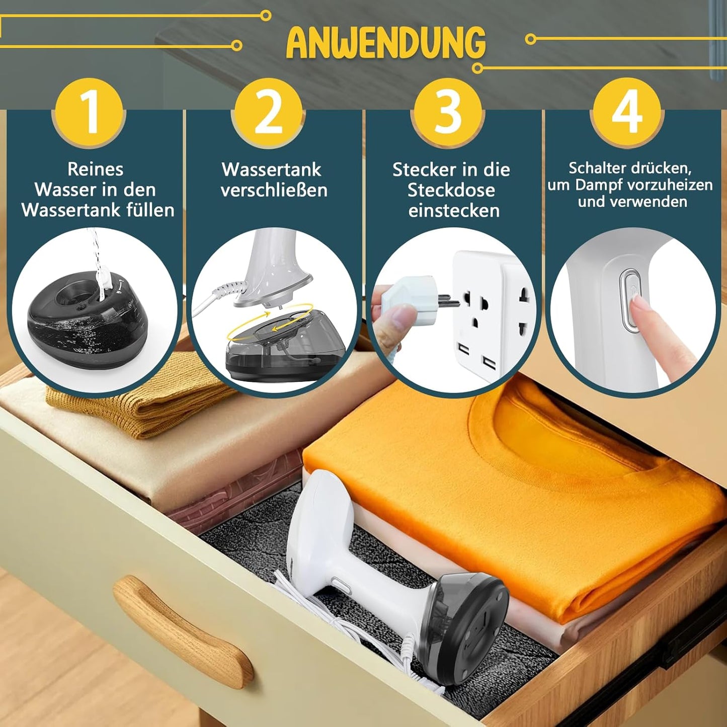 Reisebügeleisen mit Steamer-Funktion, Weiss