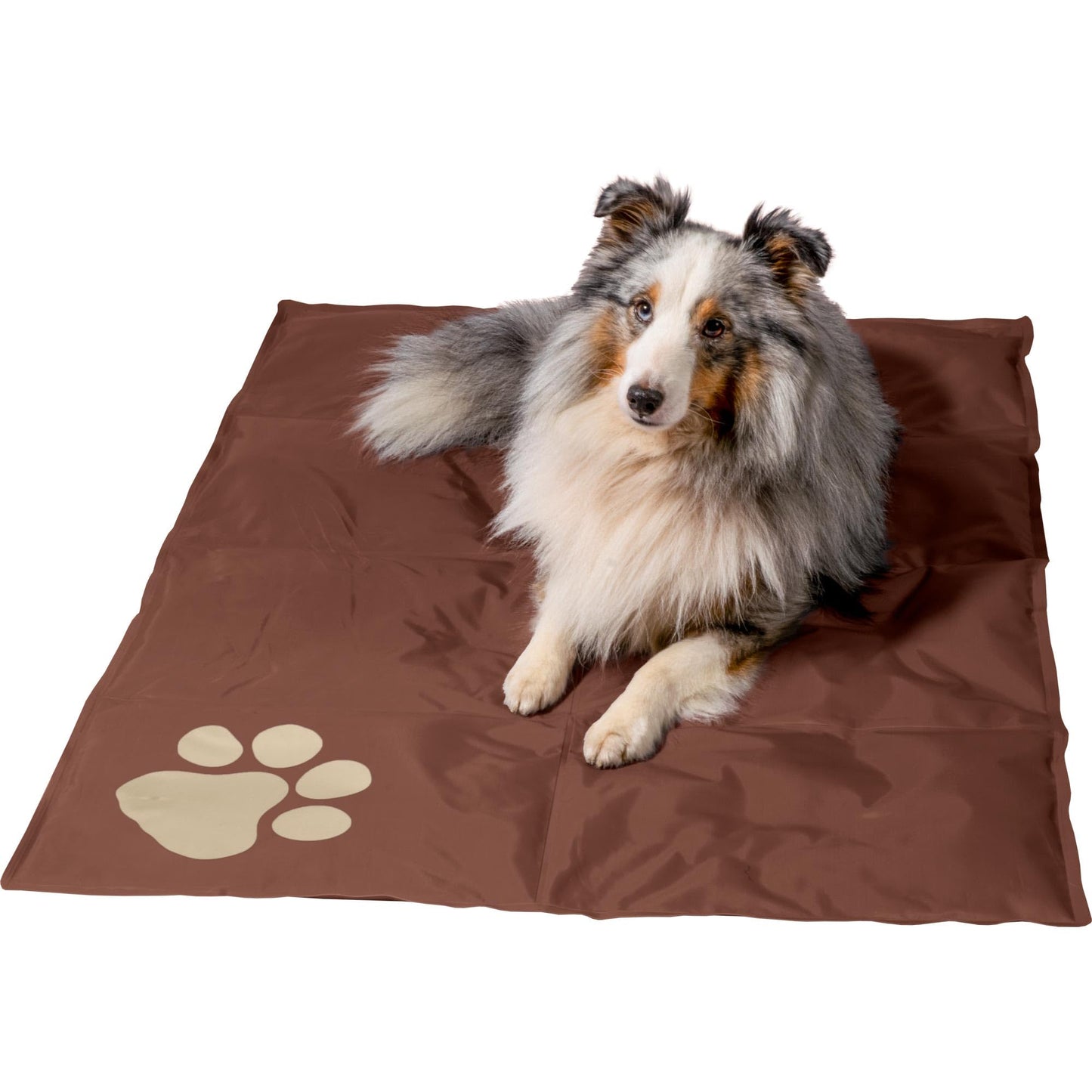 Selbstkühlende Hundematte mit Pfotenmuster, Braun
