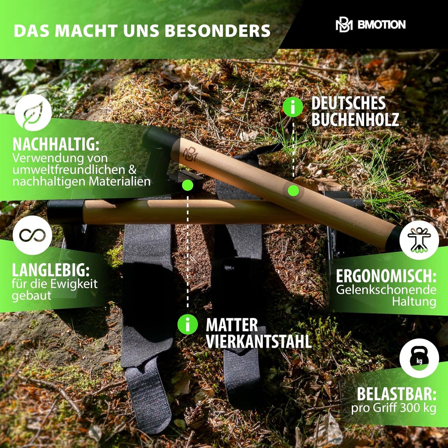 Parallettes Liegestützgriffe mit Handgelenksbandagen
