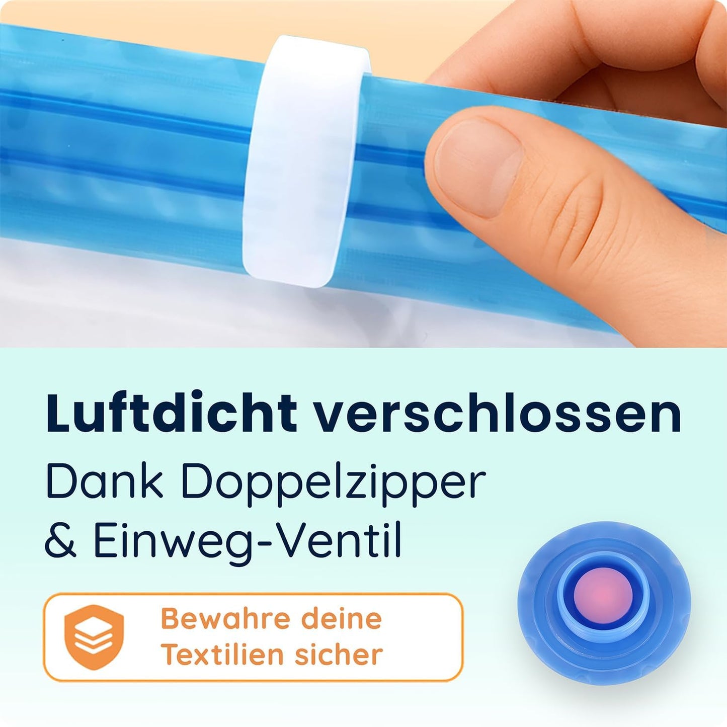 6-teiliges Vakuumbeutel-Set für Kleidung in 3 Grössen, 2 Jumbo - 2 XXL - 2 L (100µ) 6