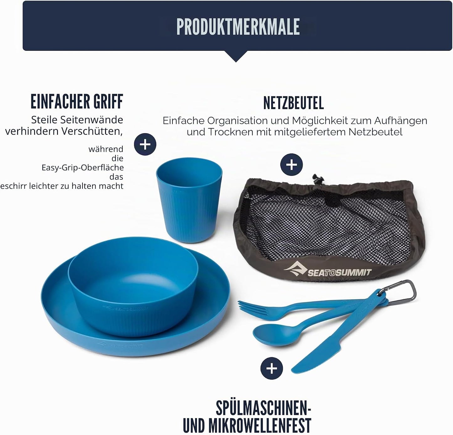 6-teiliges Camping Geschirrset Set, Cendre Blue