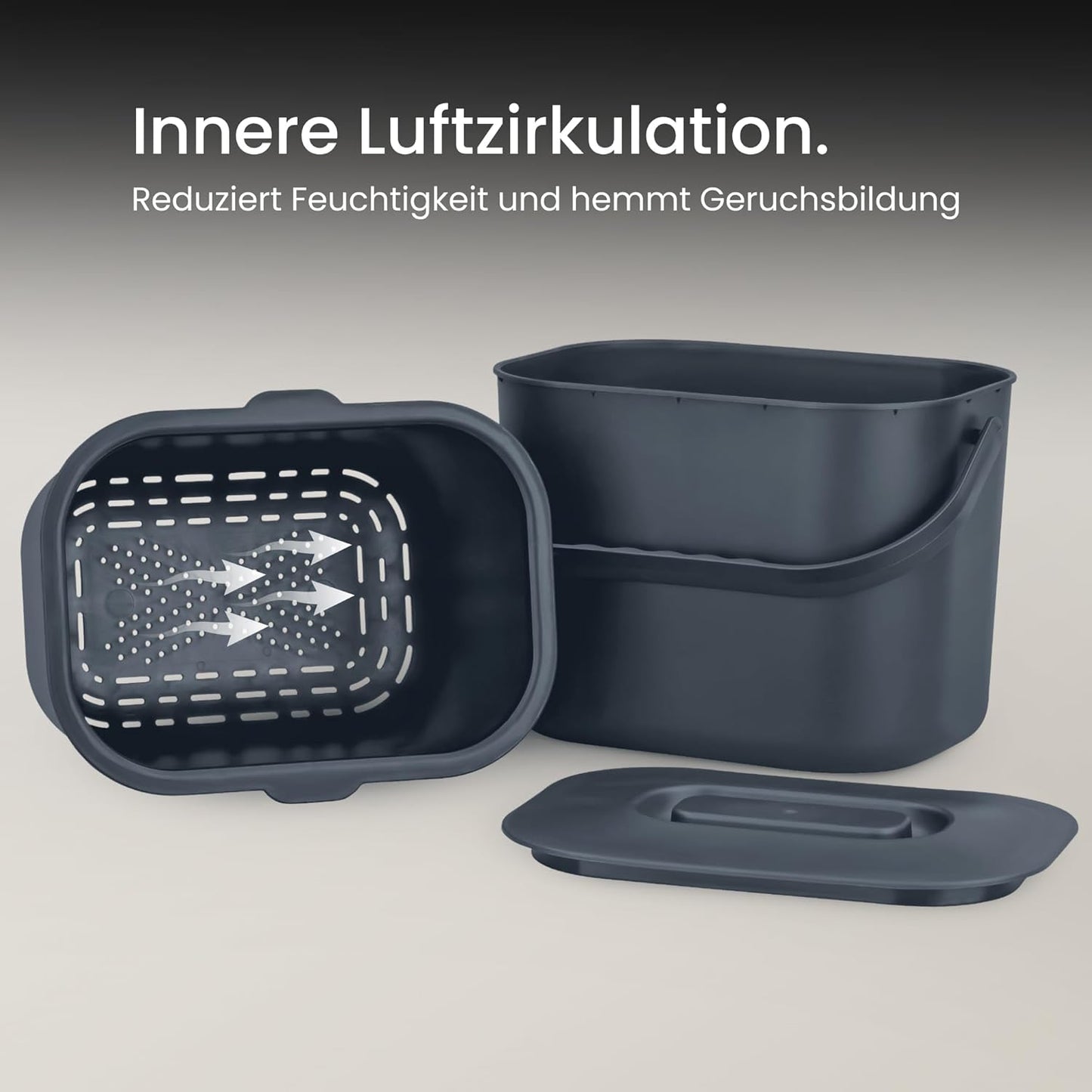 Komposteimer mit Sieb, Anthrazit Grau