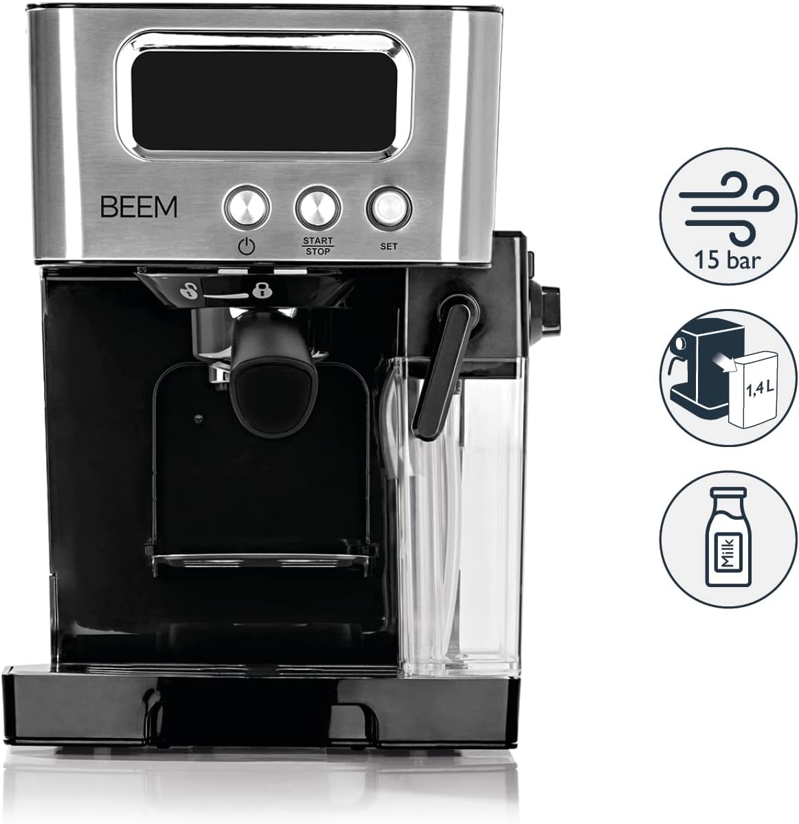 Siebträgermaschine für Espresso & Latte, Siebträgermaschine -15 bar