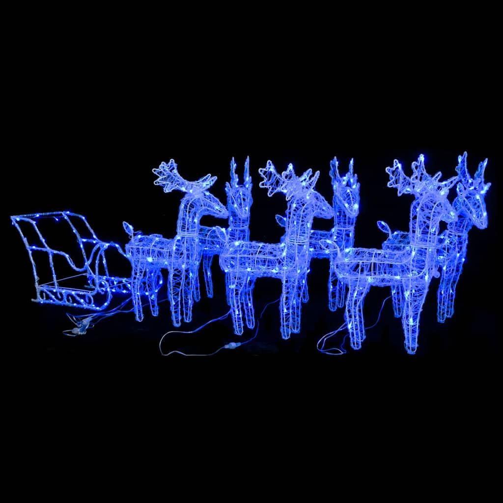 Weihnachtsdeko Rentier-Schlitten-Set mit LEDs, 43 x 11 x 55 cm (6 pcs) Blau