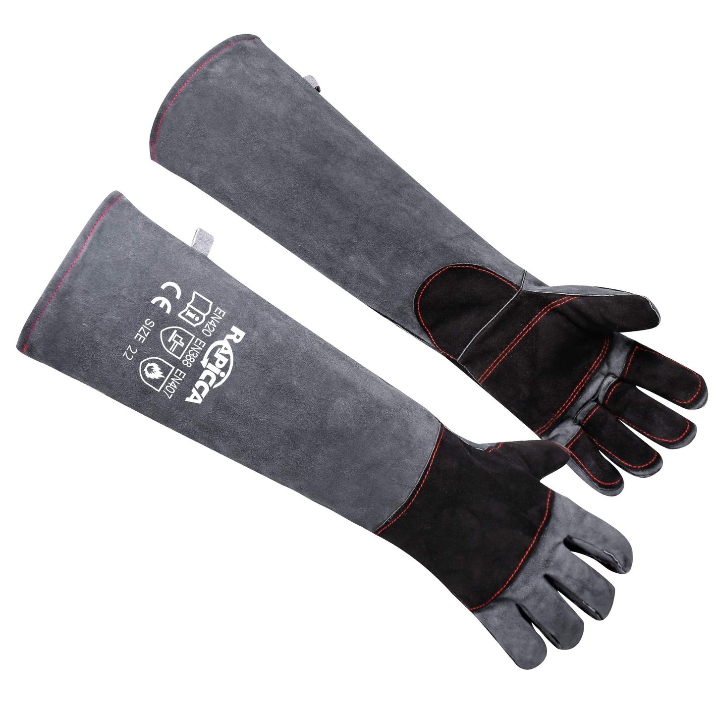 Bissfeste Tier-Handschuhe 55,9 cm, 55.9cm Grau