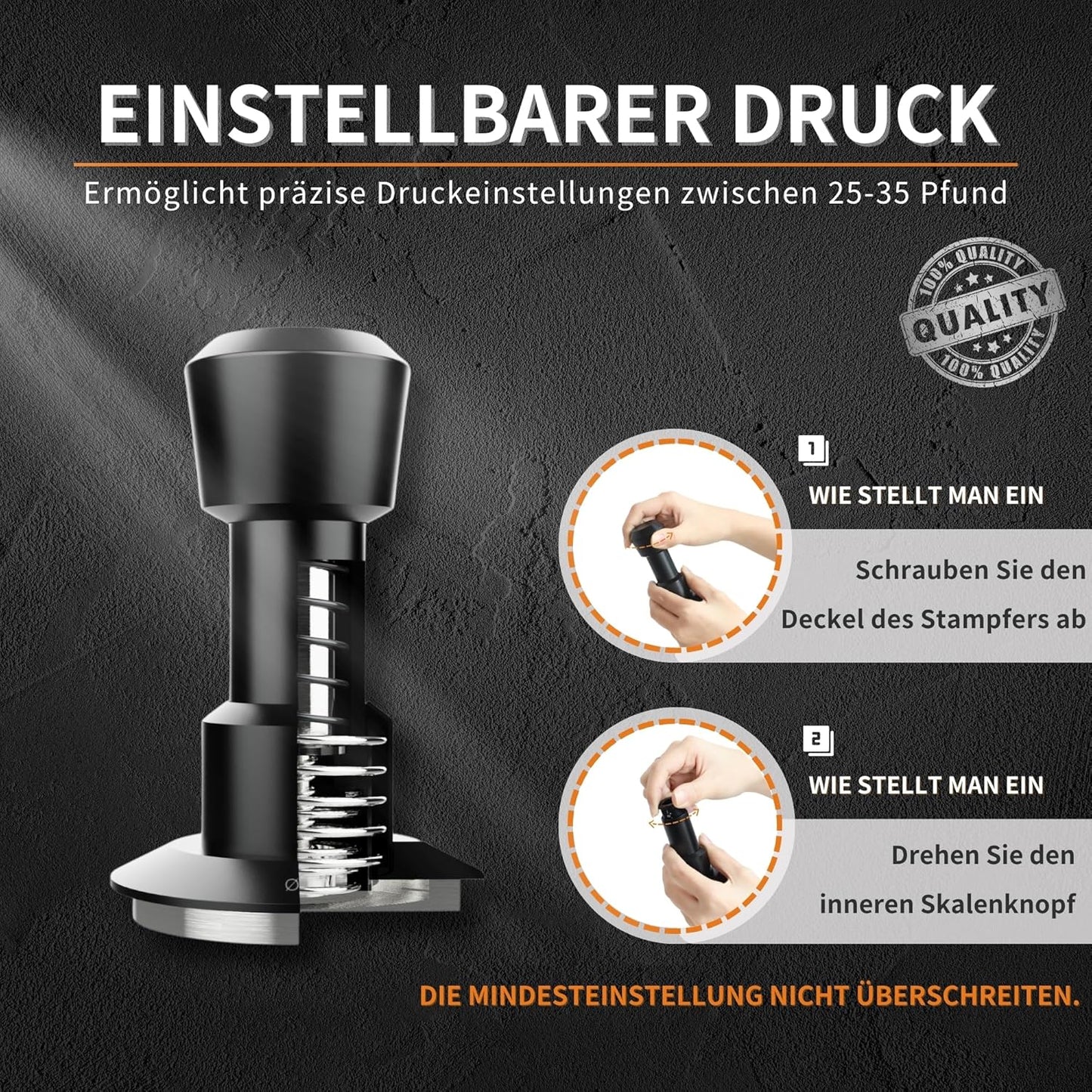 Espresso Tamper mit 4-Feder-System, 51mm