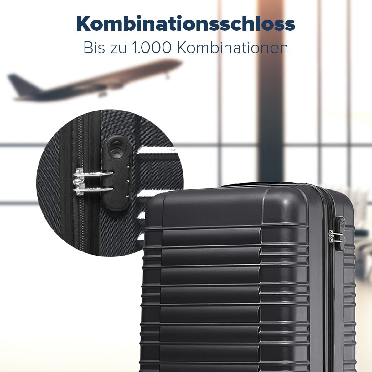 3-teiliges Hartschalenkoffer-Set, Small + Medium + Large Schwarz