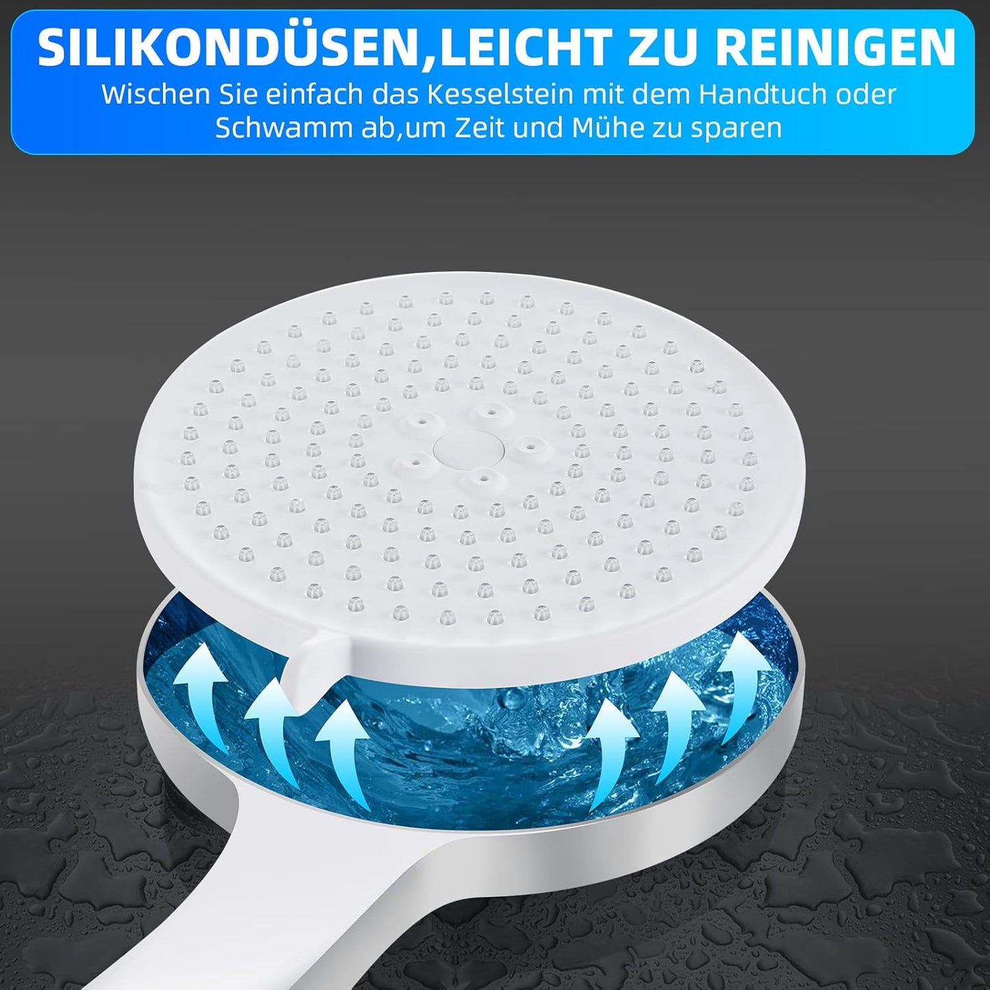 Wassersparender Duschkopf mit 5 Strahlarten, 5 Strahlarten-chrom