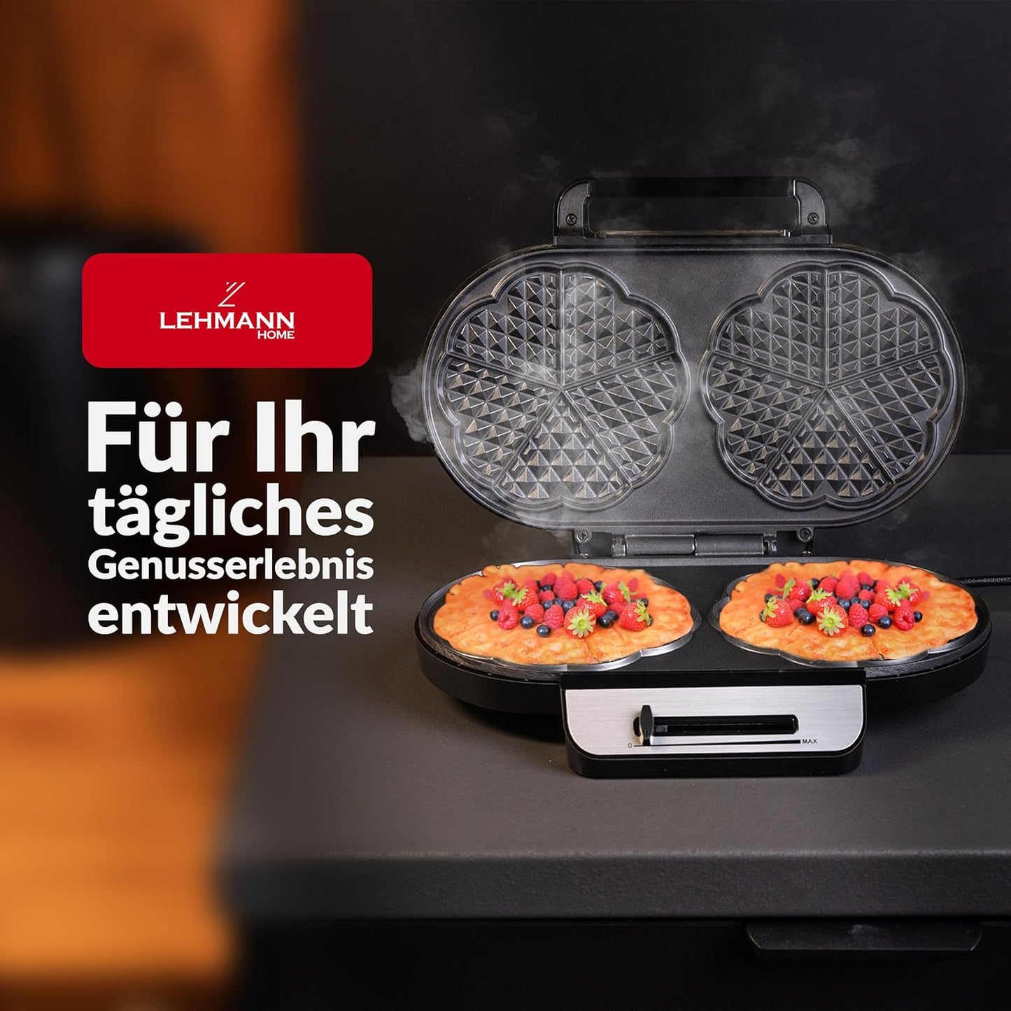Doppel Waffeleisen Herzform mit Temperaturregelung