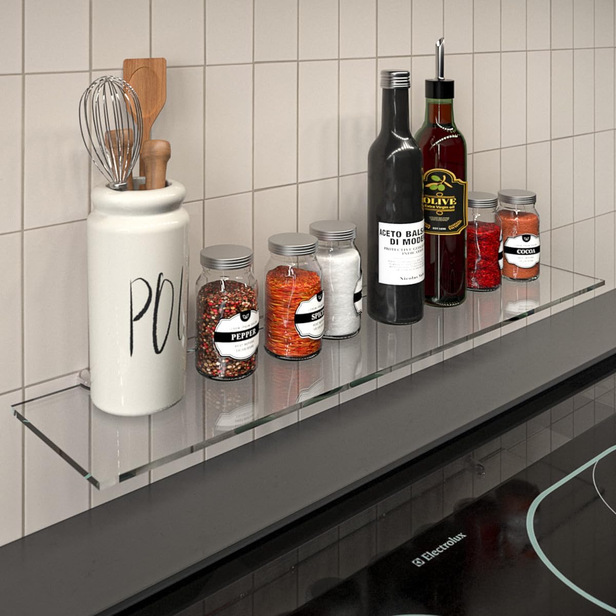 Wandregal mit Sicherheitsglas, 60 cm Klar