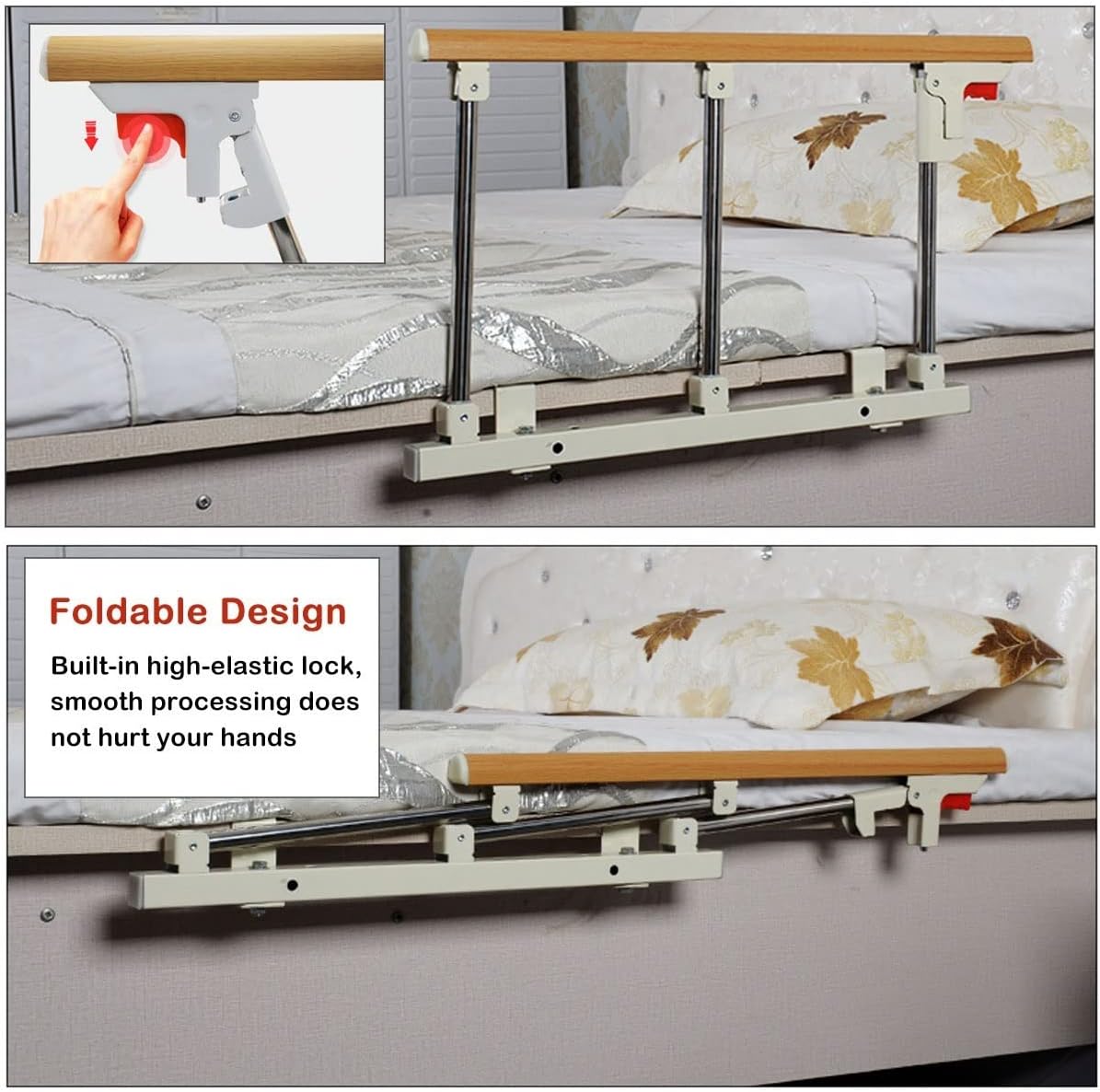 Klappbares Bettgitter, Holzfarbe
