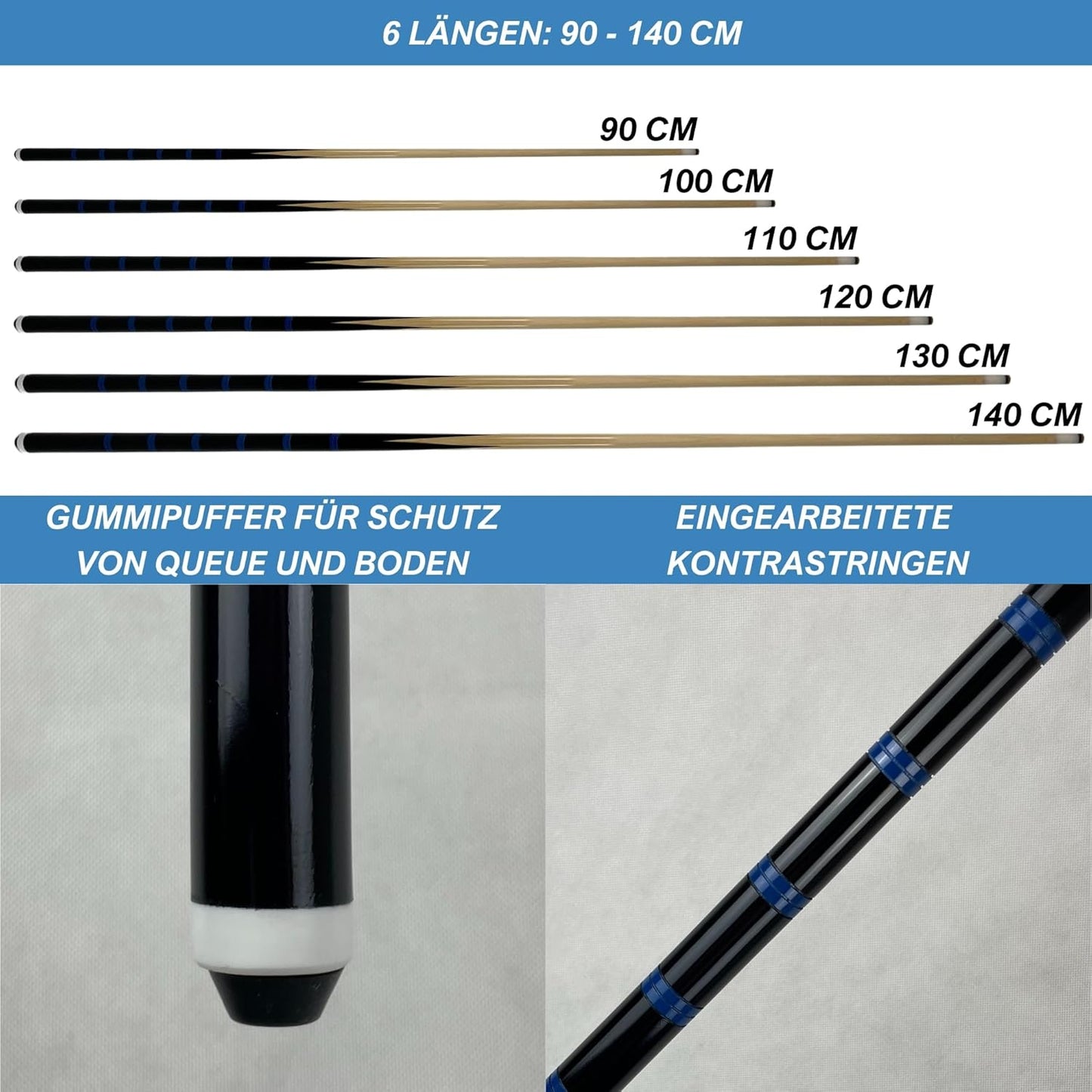 Einteiliger Billard Queue Eco, 120 cm