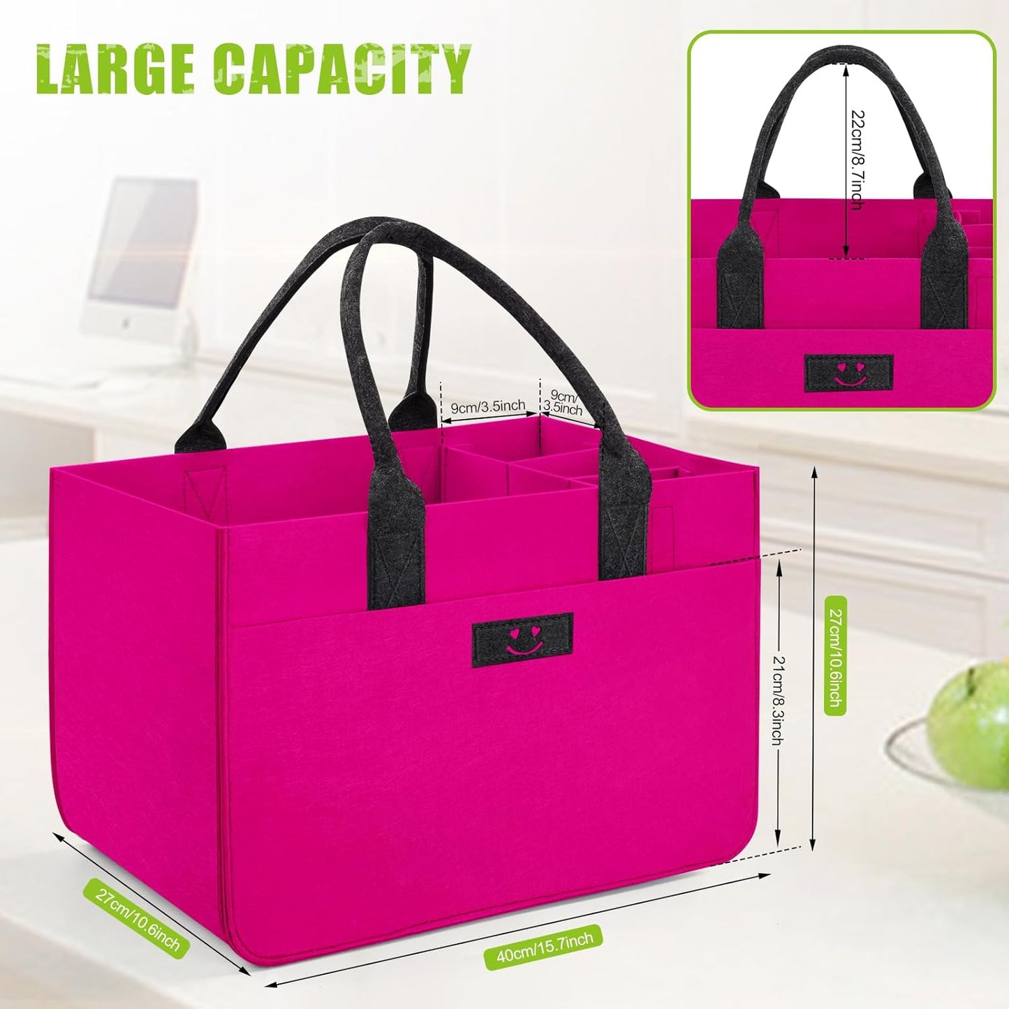 Einkaufskörbe-Set, 2 Stück Magenta/Dunkelgrau Smiley
