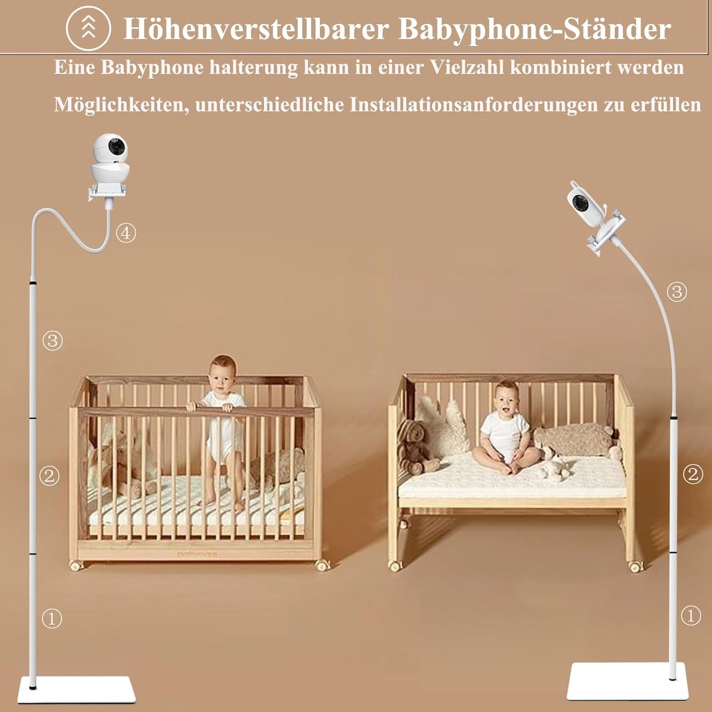 Babyphoneständer mit flexiblem Schwanenhals, 68.8 Zoll