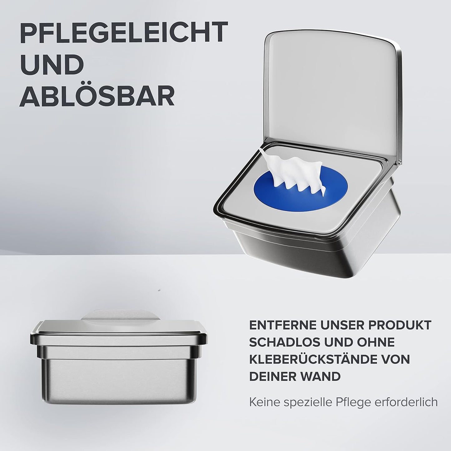Feuchttücher-Aufbewahrungsbox, Silber Zum Kleben