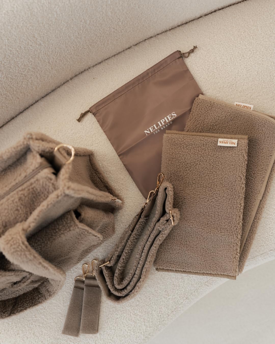 Wickeltasche Teddy Mom Bag mit Wickelunterlage, Braun