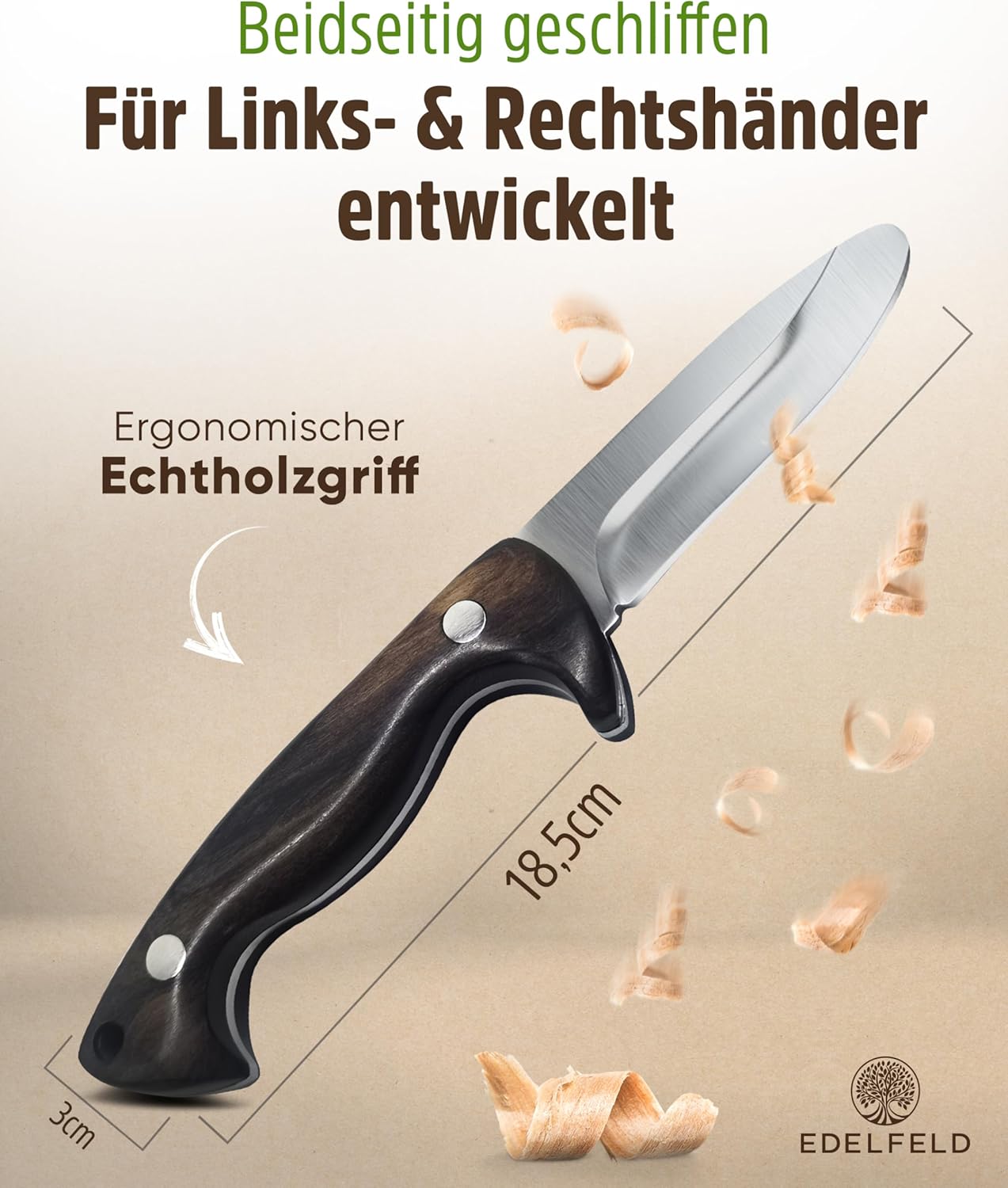 Kinderschnitzmesser mit Schnitzbuch, Exklusiv - Schwarz (Vollholz)