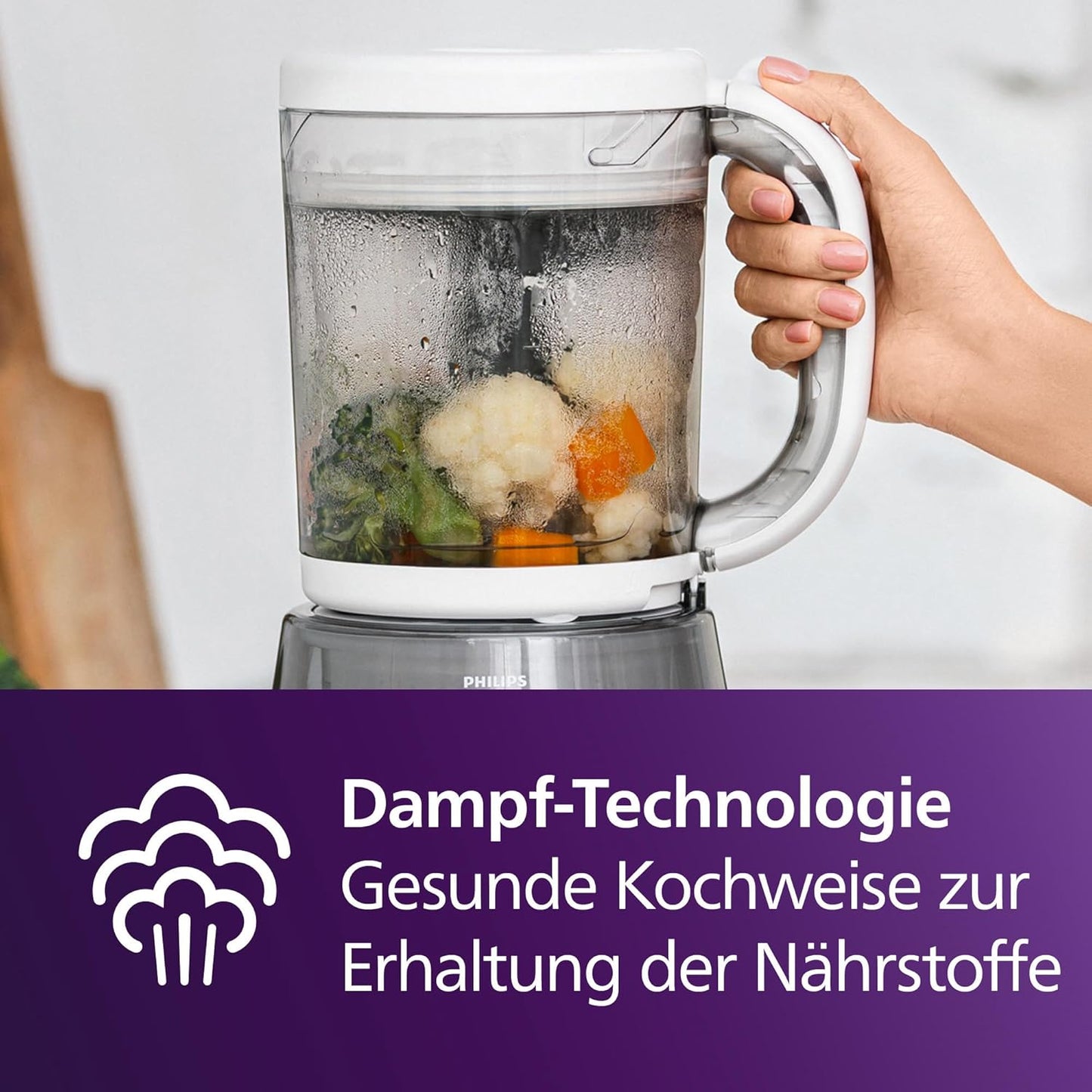 4-in-1-Babynahrungszubereiter SCF883/20 mit Dampfgarer & Mixer, Mit Zubehör