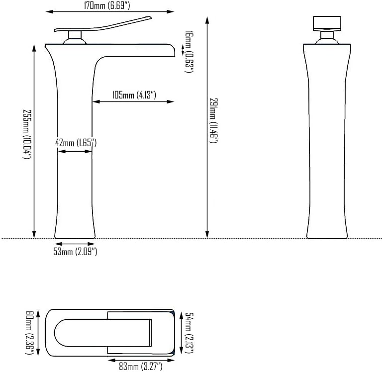Wasserfall Einhand-Waschtischarmatur BL9009NH, Tall Nickel-finish