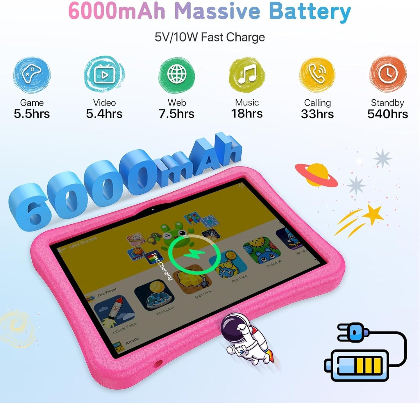 Kinder-Tablet mit Elterlicher Kontrolle, Pink