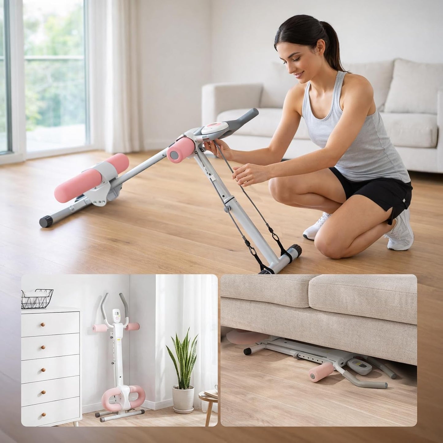 Faltbares Bauchmuskelgerät für Zuhause, Rosa